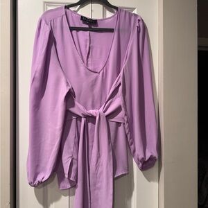 ELOQUII-  Purple Tie-Front Blouse/Top